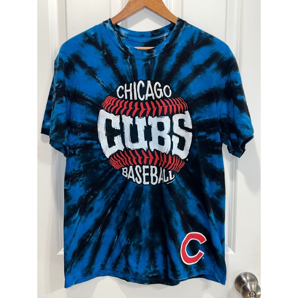 Chicago Cubs Baseball Liquid Blue Tie Dye T-Shirt MLB Mens Medium